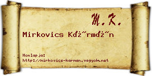 Mirkovics Kármán névjegykártya